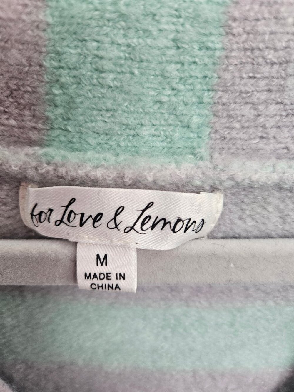 For Love & Lemons Maud Cropped Sweater Vest - Mint & Grey Sz M - Picture 4 of 11